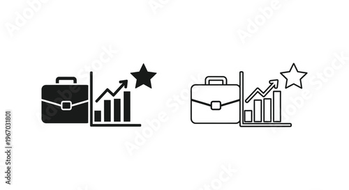 briefcase with bar graph and star symbols Vector