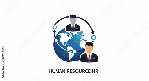 Global human resources management with interconnected business people and earth