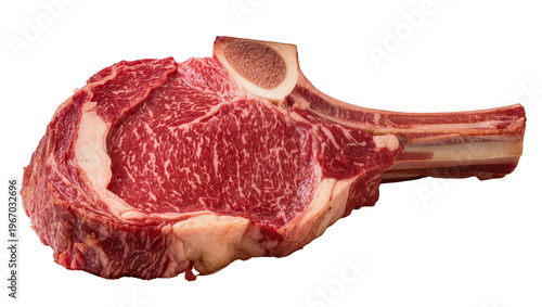 Canvastavla Raw marbled ribeye steak with bone, isolated on transparent background