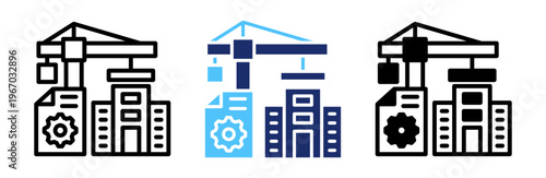 Building Project Icon Collection Glyph & Mixed Style 