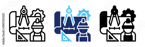 Architecture Design Icon Collection Glyph & Mixed Style 