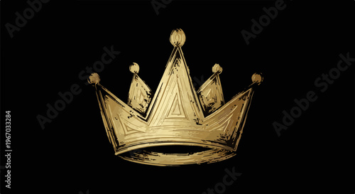 Golden crown with rough edges, illustrated in a sketch-like style