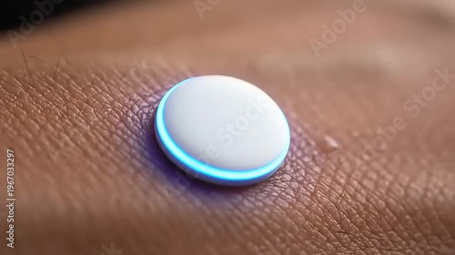 Close-up of white pill on skin.