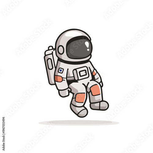 Cartoon Astronaut Floating in Space - Cute Spaceman in Suit, Exploring Galaxy, Cosmic Adventure, Isolated Design, Vector Illustration, Fantasy Astronaut on white background