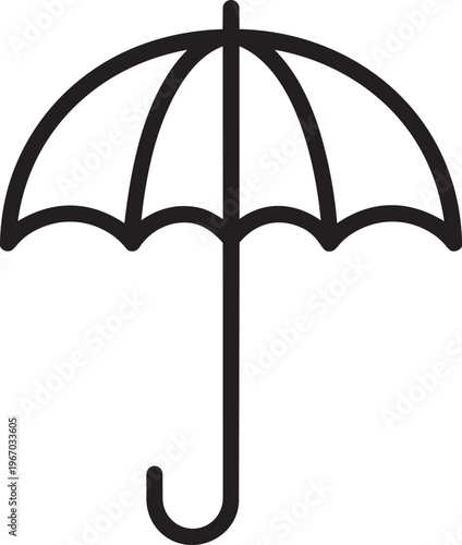 Basic classic open umbrella shape silhouette protective rainwear accessory weather equipment outline vector illustration symbol simple design