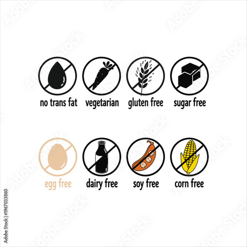 Food Allergy and Dietary Restriction Icons Set