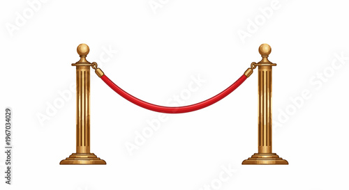 Elegant gold stanchions with a plush red velvet rope divider