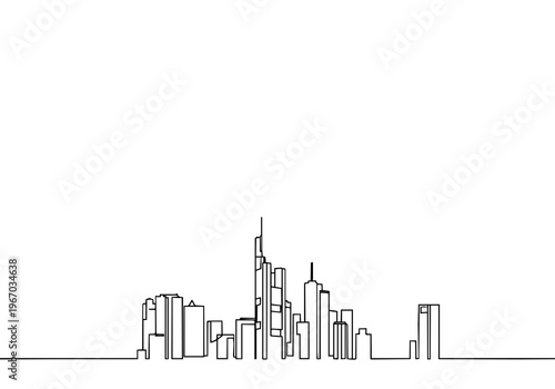 Frankfurt Am Main Skyscraper Skyline Monoline Vector Art