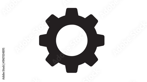 Gear icon with black silhouette and white interior space symbolizing industry and mechanics featuring cog, wheel, mechanical with mechanism and