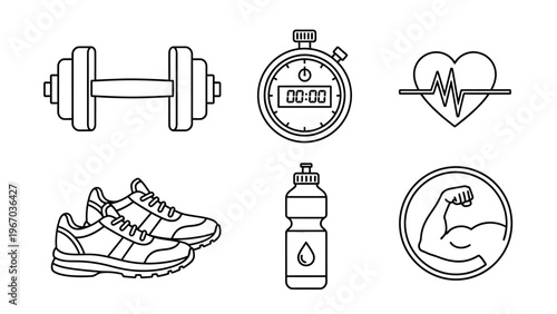 Fitness and Exercise Equipment and Accessories Illustration for Workout Contexts