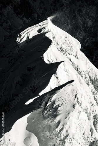 Abstract Snow Formation Mountain Ridge Black and White Minimal Landscape Texture Light and Shadow Nature Photography