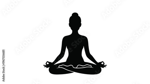 Peaceful Yoga Meditation Silhouette in Lotus Pose for Mindfulness and Wellness