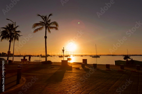Obraz na płótnie Sunset in the city of La Paz, Mexico, Baja California Sur stock photo images