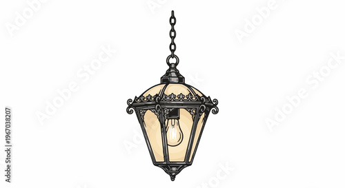 Ornate hanging lantern with vintage style bulb