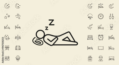 Minimalist icons representing sleep, slumber, nighttime, and relaxation