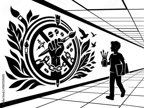 Female Boxer Drugfree Training Motivation Poster Illustration