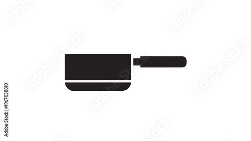 Saucepan simple black icon with a rounded bottom and long handle, isolated on white background. featuring pot, pan, cooking with kitchenware and