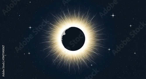 Solar eclipse celestial event in outer space with corona.