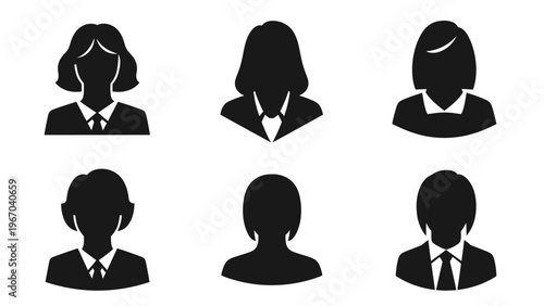 Silhouette Icons of Professional Women and Men for Business and Corporate Use