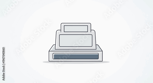 Vintage cash register with a modern, minimalist line art style