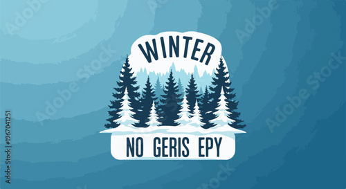 Snowy evergreen forest silhouette with text "WINTER" and "NO GERIS EP