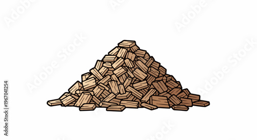 A pile of small, rectangular wooden pieces, creating a rough mound