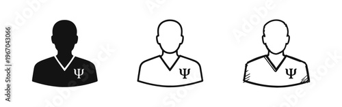 Psychologist or Mental Health Professional Avatar Icon Set with Psi Symbol
