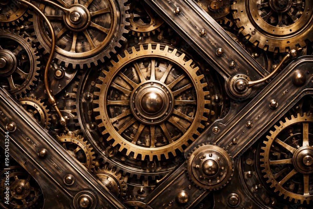 Fototapeta premium Intricate steampunk gears mechanism design.