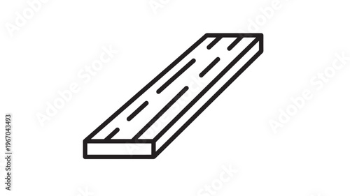 Plank simple line icon with perspective view and a flat perspective for construction and DIY projects