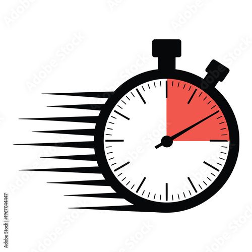Stopwatch Red Timer Countdown Speed Silhouette Icon for Urgent Deadline Sport Timing and Performance Concepts