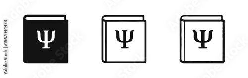 Academic Psychology Book Icon Set: Mental Health Study and Literature Symbol