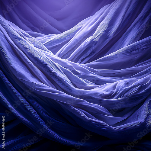 A large white sheet of fabric fluttered in the breeze, bathed in a purplish-blue light