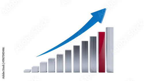 Blue arrow graph showing upward trend with metallic bars, isolated on transparent background Free Download Blue arrow graph showing upward trend with metallic bars, isolated on transparent background - GFXLoad