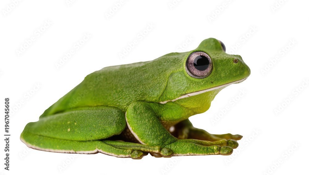 Obraz premium Vibrant green tree frog with large bulging eyes, isolated on transparent background