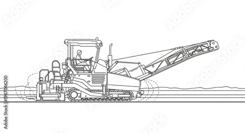Heavy duty construction machine with long conveyor belt arm.