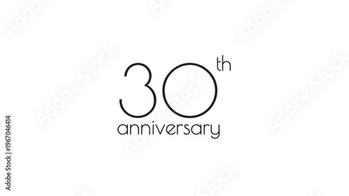 Number 30 th anniversary text logo with white background in black outline. featuring celebration, thirty years, milestone with event and