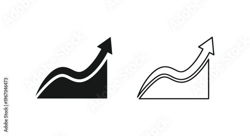 a black and white graph with an upward trend Vector