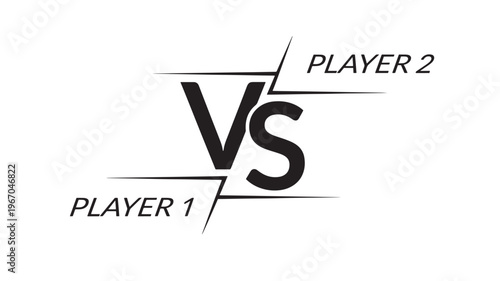 Versus text graphic with 'PLAYER 1' and 'PLAYER 2' labels on a white background, representing competition and challenges.