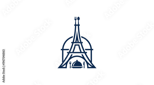 Elegant Paris Restaurant Logo with Eiffel Tower and Cutlery