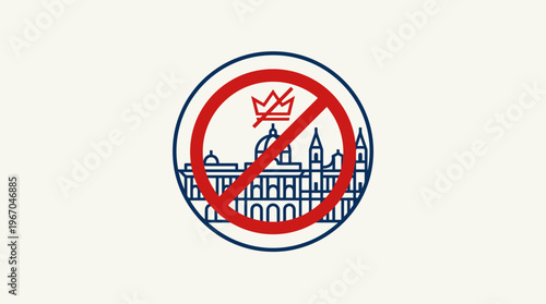 Anti-Monarchy Icon Symbol of Republic and No Crown