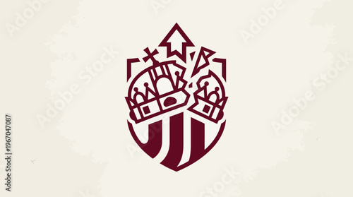 Elegant Emblem with Crowns and Shield