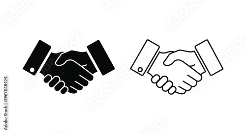 two hands shaking in black and white Vector