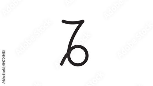 Symbol for Capricorn zodiac sign with elegant, flowing black lines on a clean white background, representing astrology.