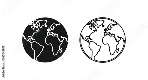 black and white illustrations of the world Vector