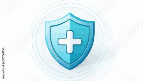 World Health Day theme shield icon with plus sign vector illustration