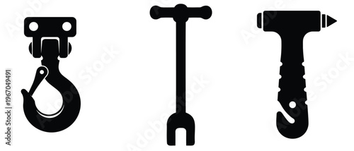 Silhouette of Industrial Hook and Tools Set