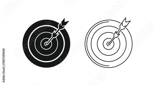 two archery targets with arrows in the bullseye Vector