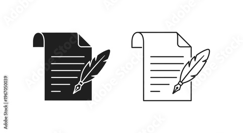 a couple of documents with quill pens on them Vector