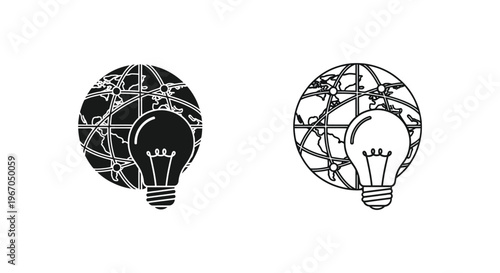 black and white light bulbs with cracked surfaces Vector