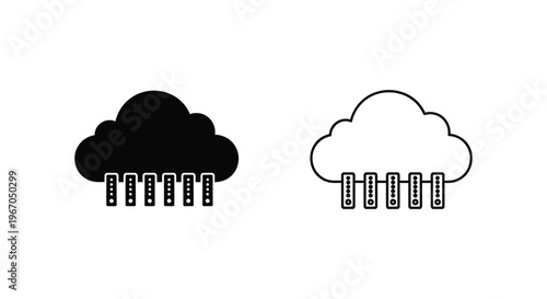 black and white rain cloud icons with raindrops Vector
